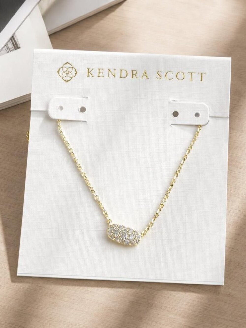 Kendra Scott Grayson Gold White Crystal Pendant Necklace